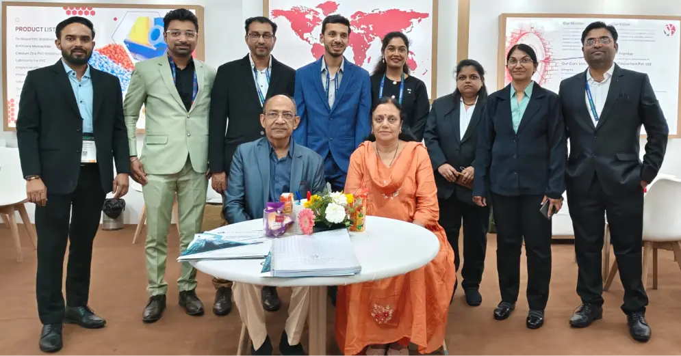 S V Plastochem full team at Plastindia 2026 stall, Bharat Mandapam New Delhi, February 2026