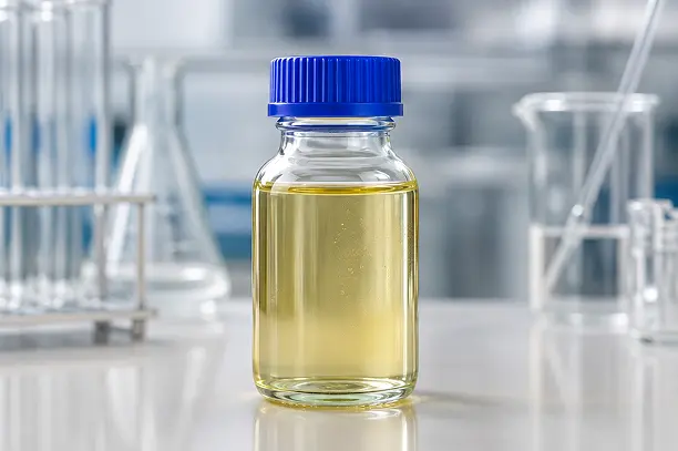 dibutyl tin dilaurate catalyst pale yellow liquid in laboratory bottle