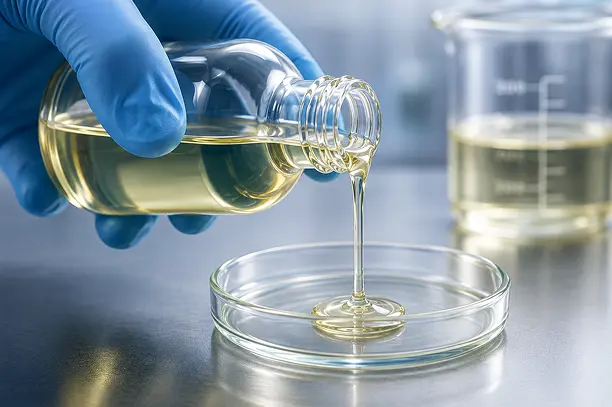 dibutyl tin dilaurate catalyst liquid being poured in laboratory