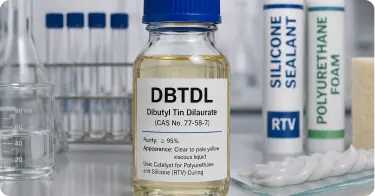 dibutyl tin dilaurate catalyst bottle with silicone sealant and polyurethane foam