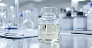 methyl tin stabiliser clear pale yellow liquid in glass bottle laboratory