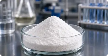 monobutyltin oxide MBTO catalyst white powder in glass bowl